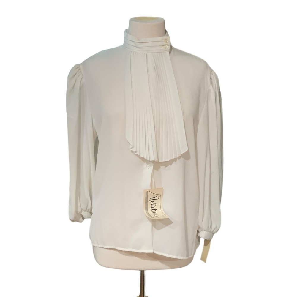 ❤️NWT Vintage Notations Blouse sheer white size 16